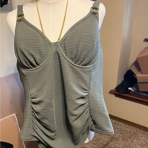 Cupshe Olive Ruched Camisole one piece 3XL